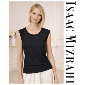 Isaac Mizrahi X Target Black Silk Cotton Knit Sleeveless Top Career Minimalist S